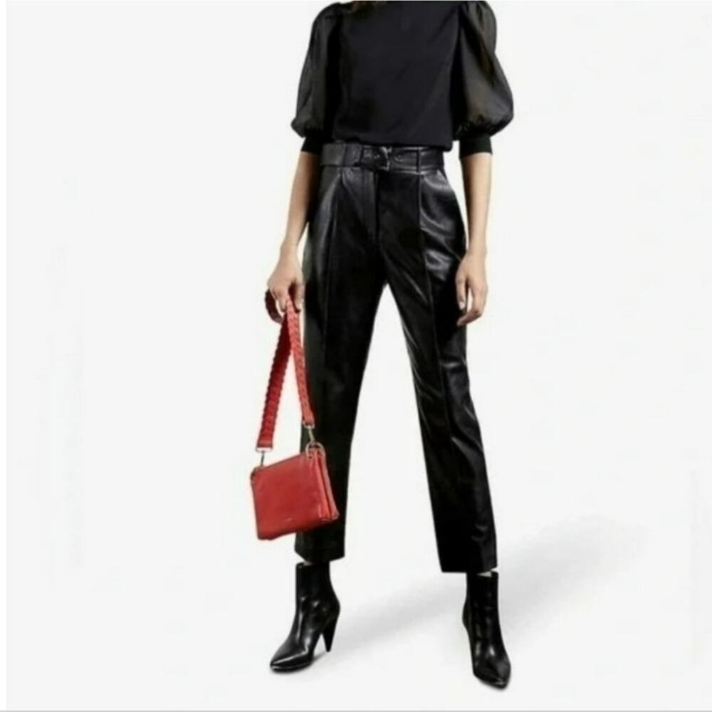NWT Ted Baker London Pleather Belt Detail Trouser Size 4